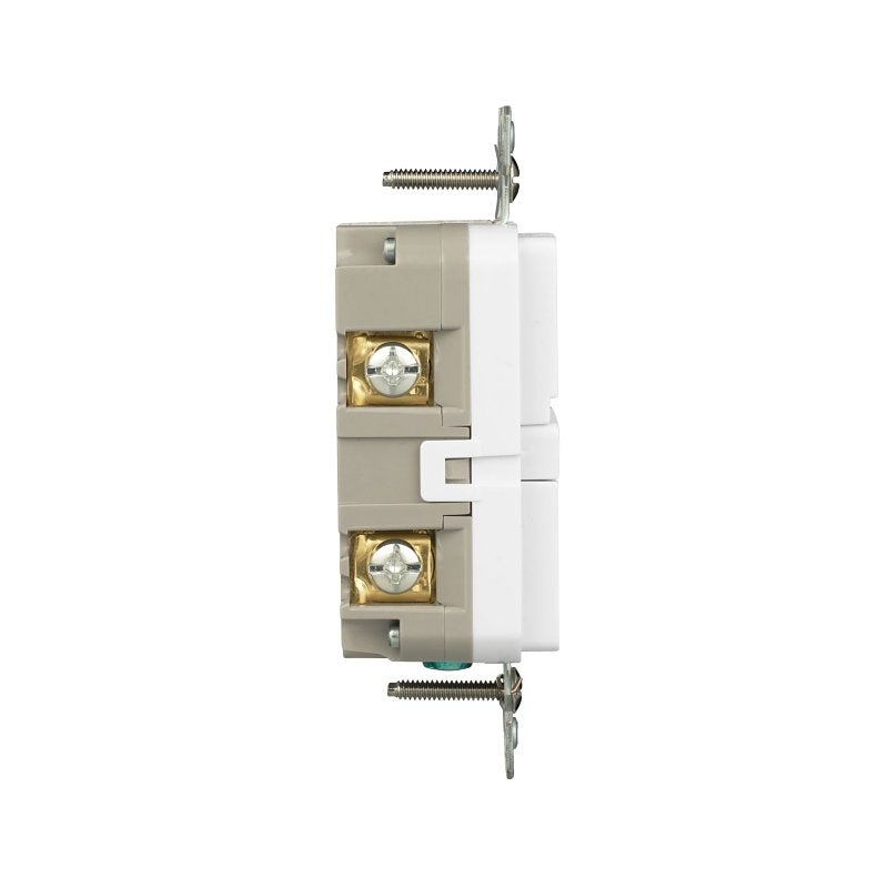 Eaton TRGF20W Tamper-Resistant GFCI Receptacle, 125 V, 20 A, NEMA: NEMA 5-20R, Back, Side Wiring, White
