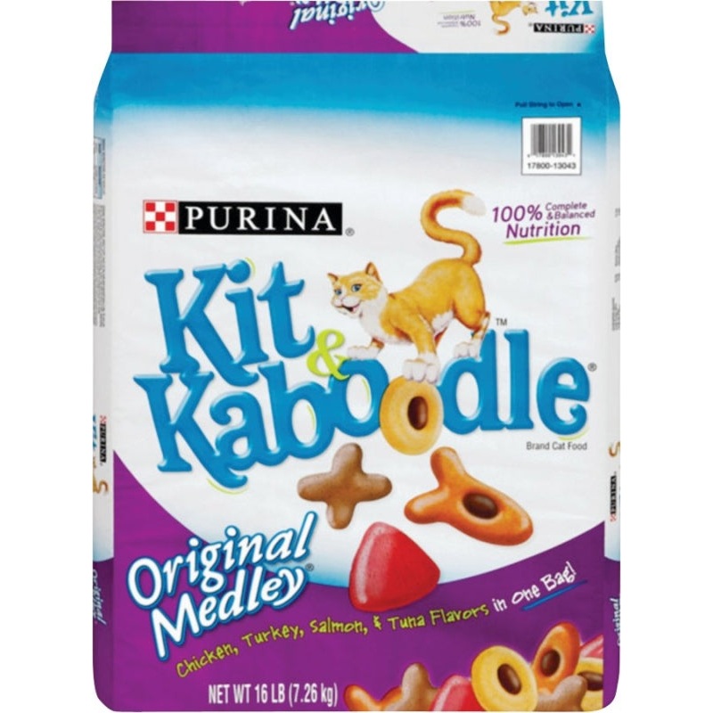 Purina Kit & Kaboodle Original Series 17800140987 Cat Food, Dry, Liver, Ocean Fish, Poultry, 13 lb, Bag