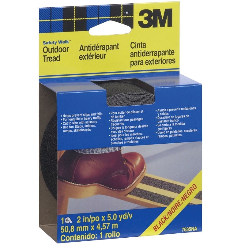 3M Safety-Walk 7635NA Tread, 15 ft L, 2 in W, Black