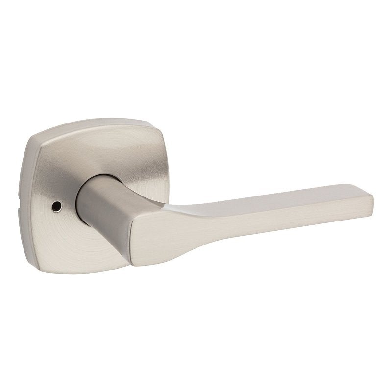 Weiser Prague 9GLA3310-136 Privacy Door Handle, Transitional Design, Lever Handle, Satin Nickel, Zinc, Pushbutton