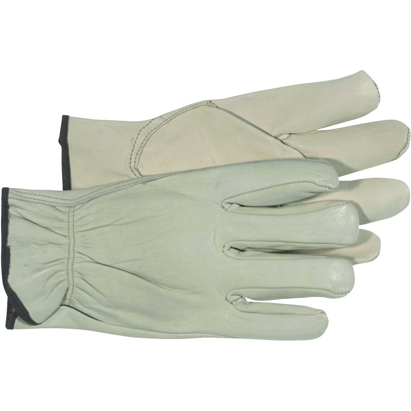 Boss B81192-L Work Gloves, Men’s, L, 8 to 8-3/8 in L, Keystone Thumb, Slip-On Cuff, Cowhide Leather, Natural