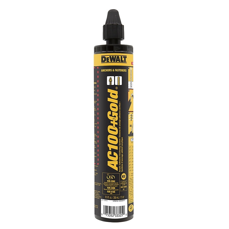 DEWALT AC100+ GOLD 8478SDF-PWR Adhesive Epoxy, Paste, 9.5 fl-oz Cartridge, Quick-Shot Cartridge