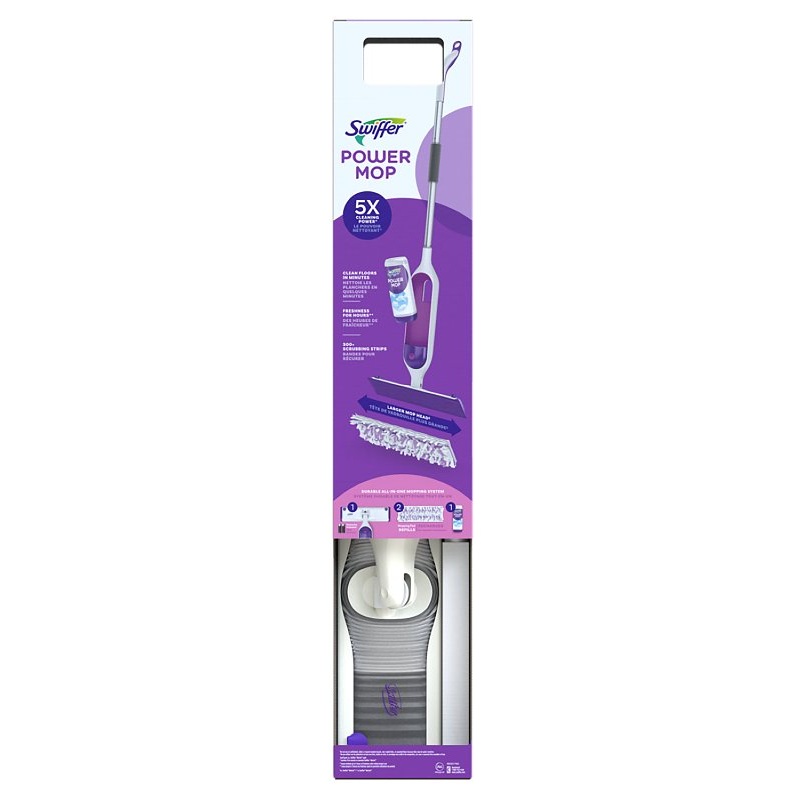Swiffer 72417 PowerMop Multi-Surface Kit for Floor Cleaning, 9.7 oz Bottle, Pleasant, Clear