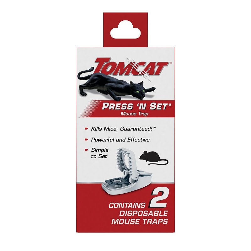 Tomcat Press ‘N Set 3610110 Mouse Trap, 4.37 in L, 1.91 in W, 3.29 in H, Snap Door, Spring Locking