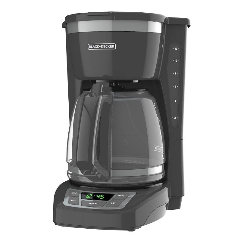 Black+Decker CM1165GY Coffee Maker, 12 Cups, 975 W, Gray, On/Off Button Control
