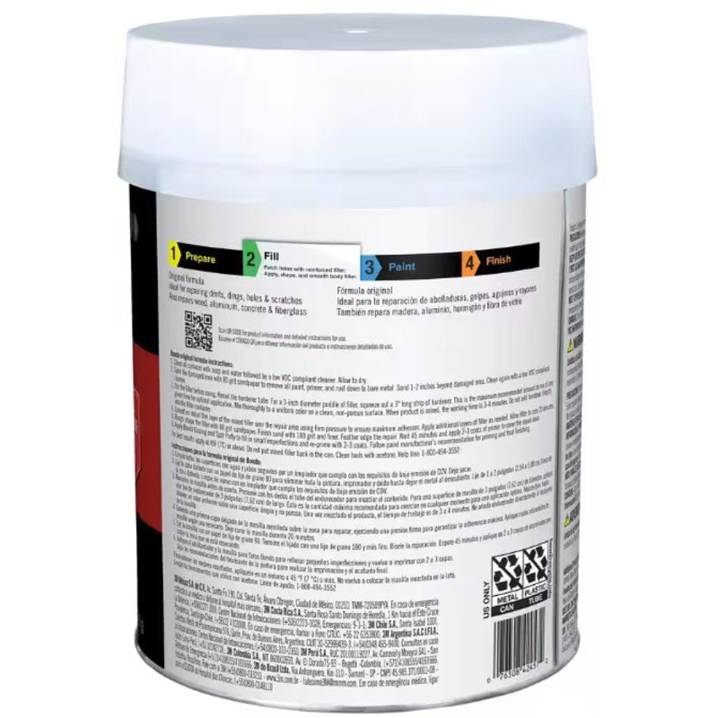 Bondo OR-GAL-ES Body Filler, Liquid, White, 7 lb
