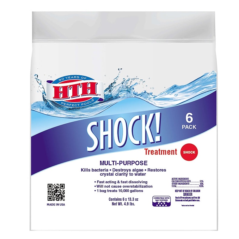 HTH 52015 Pool Shock, 13.3 oz Bag, Granular, Chlorine, White