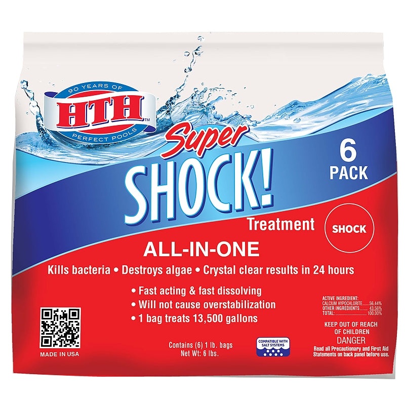 HTH Super Shock 52023 Pool Treatment, Solid, Chlorine-Like, 6 lb