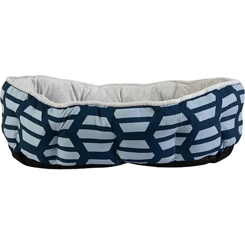 Petmate 81156 Pet Bed, 19 in L, 14 in W, Oval, Hex Print Pattern, Poly Fill, Soft Plush Cover, Gray
