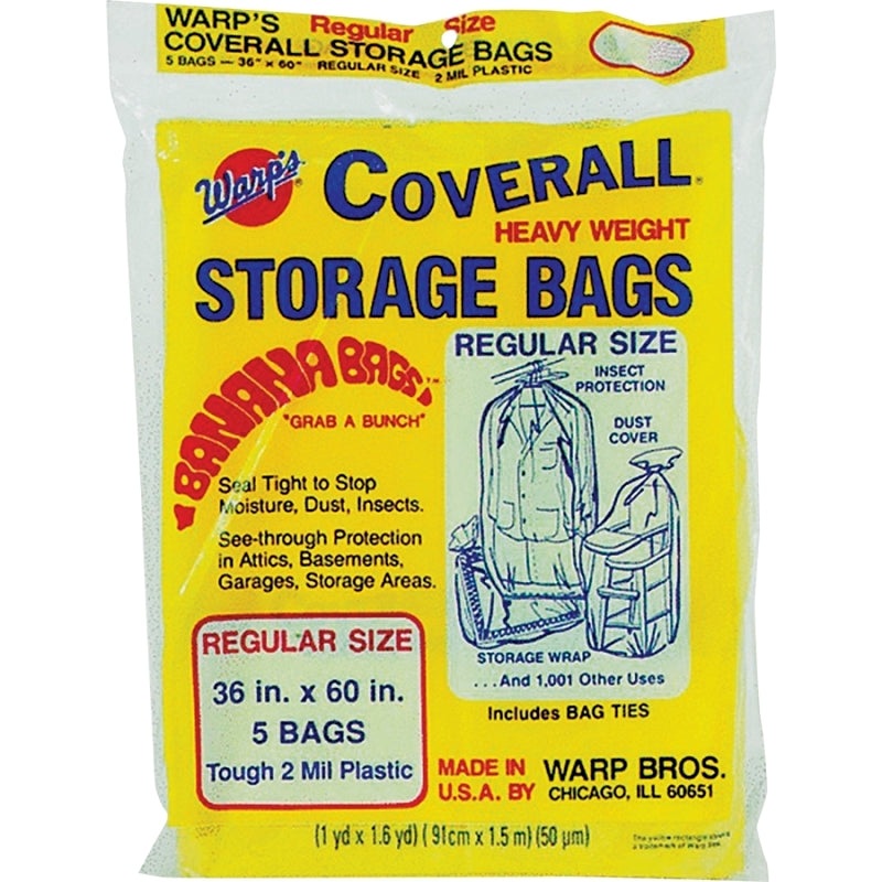 Warp’s Banana Bags CB-36 Storage Bag, R, Plastic, Yellow, 36 in L, 60 in W, 2 mil Thick