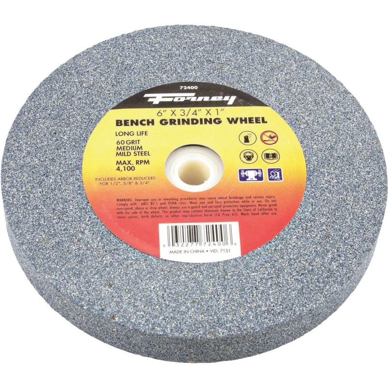 Forney 6 In. 3/4 In. Adjustable – 1/2, 5/8, 3/4, 1 Bench Grinding Wheel