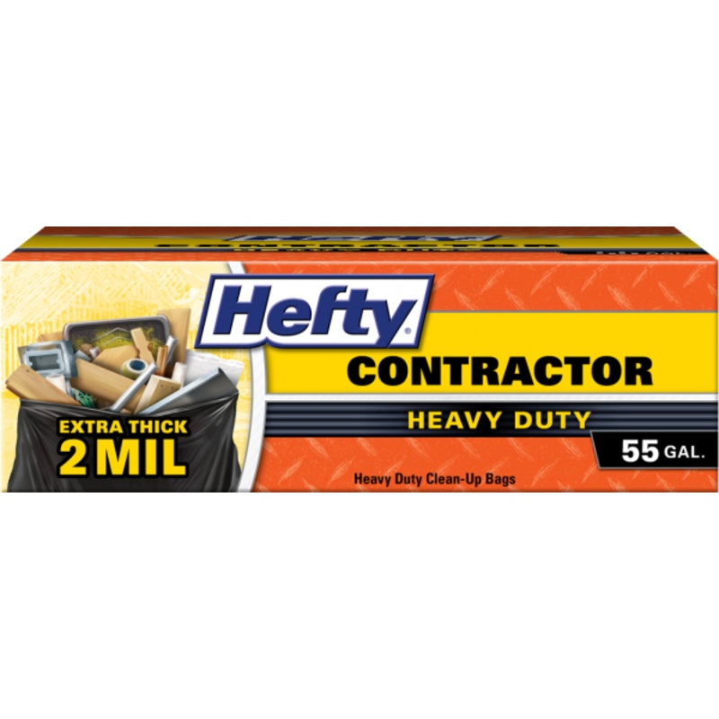 Hefty Contractor Extra Large Trash Bags Gray, 45-Gal., 22-Ct.