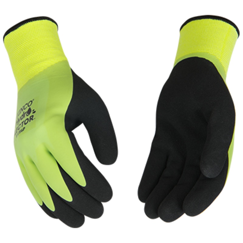 Kinco HYDROFLECTOR WATERPROOF HI-VIS GREEN LINED THERMAL KNIT SHELL & DOUBLE-COATED LATEX