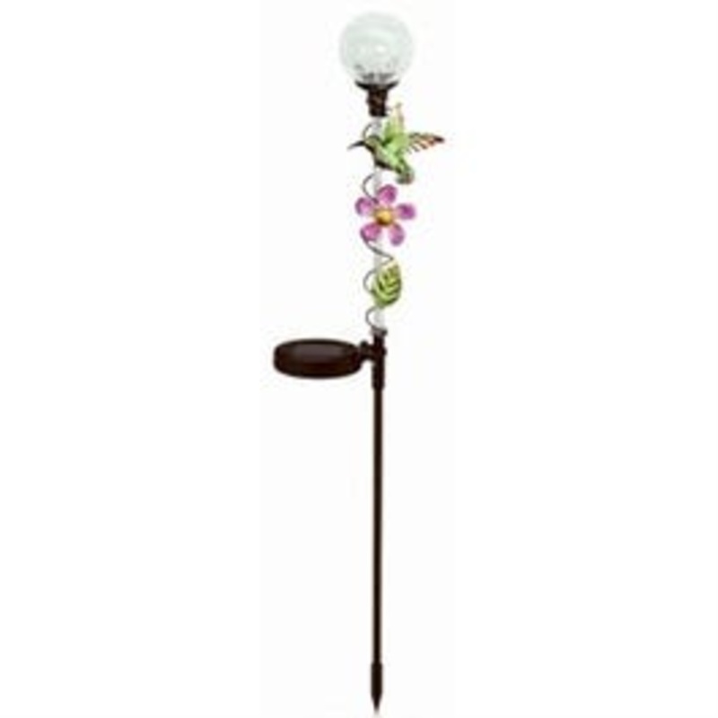 Solar Stake Light, Color-Changing Ball With Hummingbird