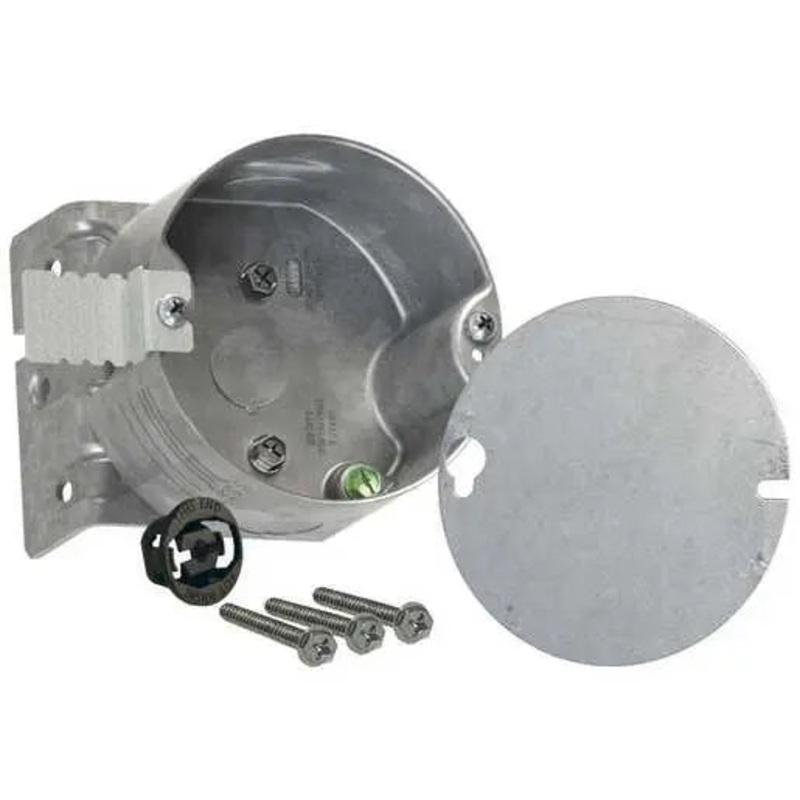 Hubbell Raco 4 in. Round Ceiling Rated Box, 2-1/8 in. Deep, Three 1/2 KO’s, for New and Old Work (4)