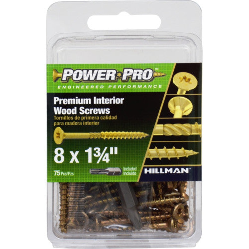 Hillman Power Pro Premium Interior Wood Screws #8 X 1-3/4 – 75 Pc