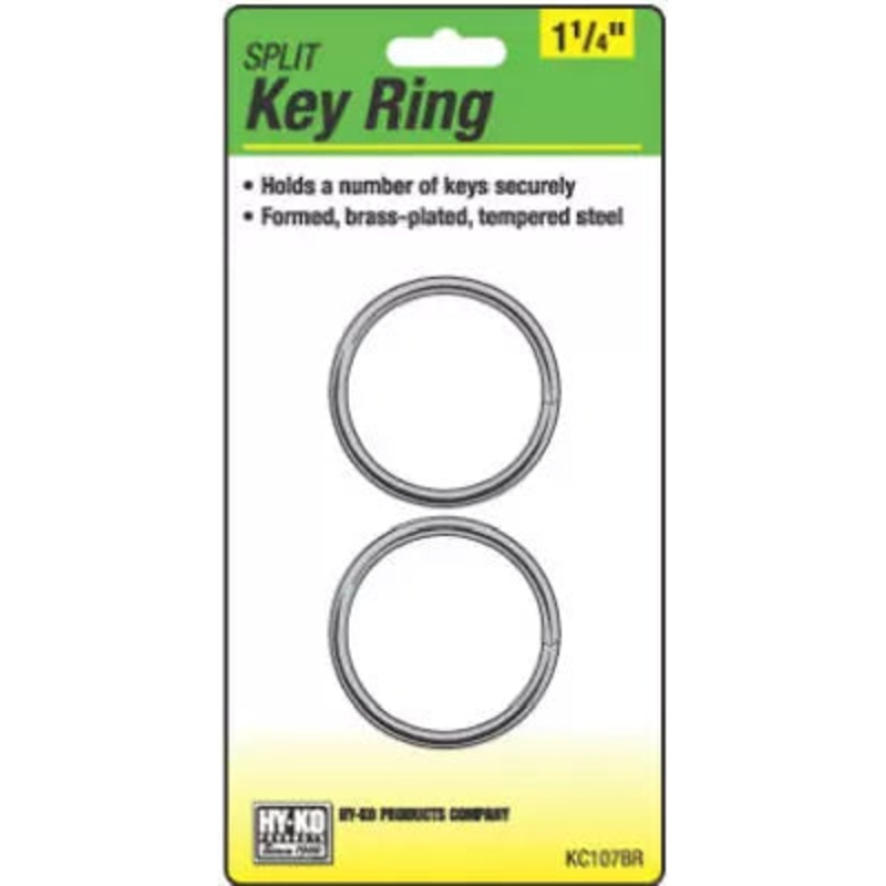 Hy-ko Products Company 1 1/4 Brass split key rings / 2 per card