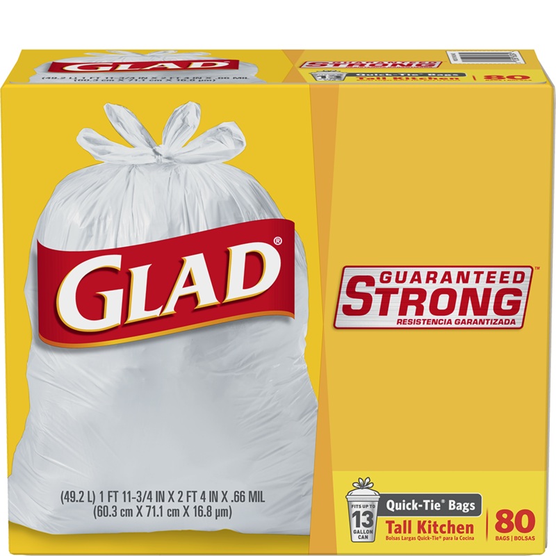 Glad Tall Kitchen Quick-Tie Bags 13 Gallon 90 Ct.