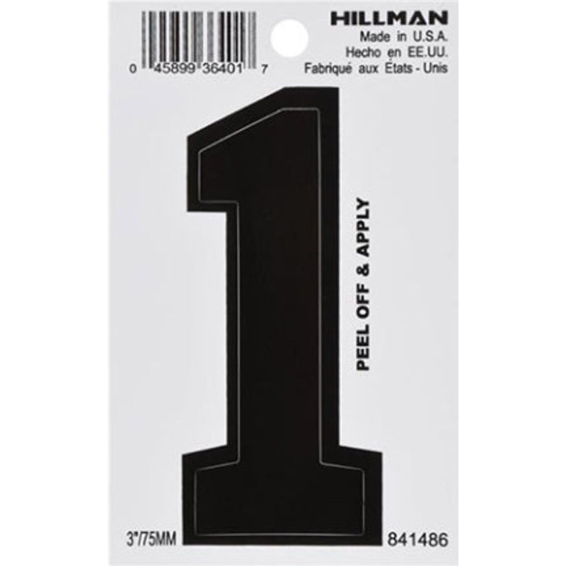 3IN BLACK VINYL DIE CUT ADHES NUMBER 1