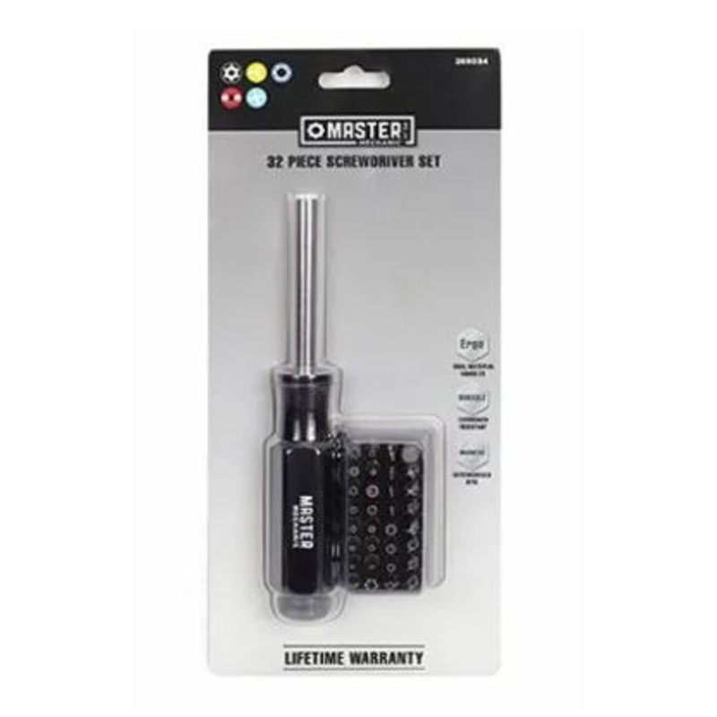 Master Mechanic 32-Pc. Magnetic Tamper Torx Screwdriver Set